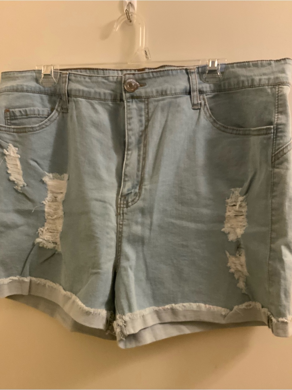 Forever 21 Light Blue Distressed Denim Shorts